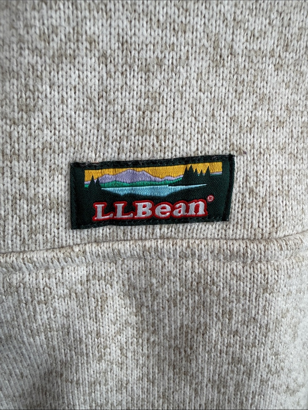 L.L.Bean Sweater Fleece Pullover oatmeal marled neutral Medium - Picture 4 of 9